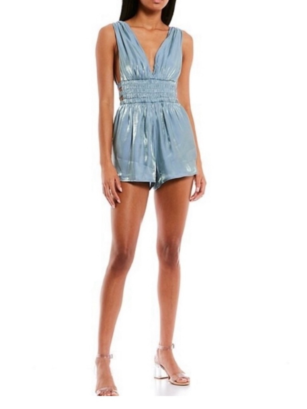 Stilletto’s metallic blue romper shorts NWT